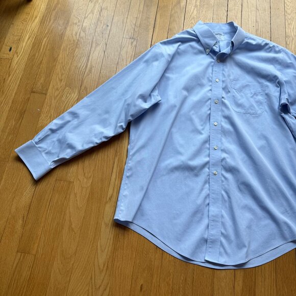 Brooks Brothers Size 17 1/2 - 35 Blue Slim Fit Non-Iron The Original Polo Shirt - Picture 4 of 16